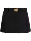 Miu Miu Grain De Poudre Mini Skirt With 3-d Belt In Black