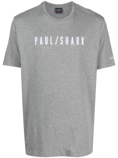 Paul & Shark Logo印花棉t恤 In Grey