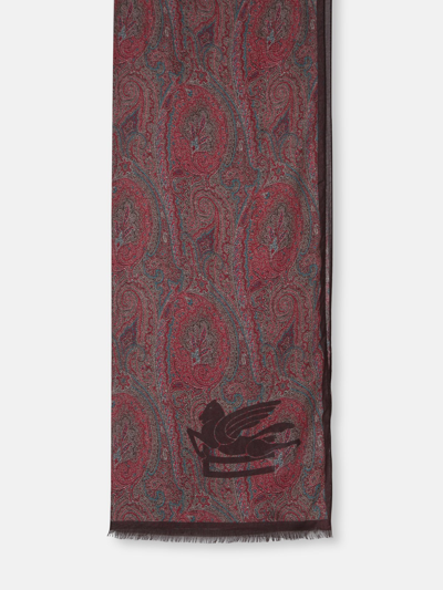 Etro Scarf In Burgundy Cashmere Blend In Bordeaux