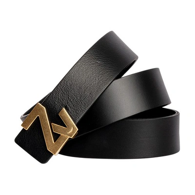 Zadig & Voltaire Logo-buckle Leather Belt In Black