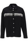 Rotate Birger Christensen Rotate Overshirt With Crystal Fringes In Black (black)