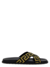 Versace Logo-print Open-toe Slides In Black