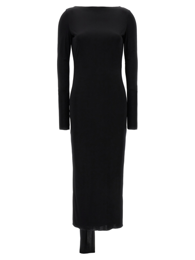 Versace Vacation Capsule Long Dress With Back Drape In Black