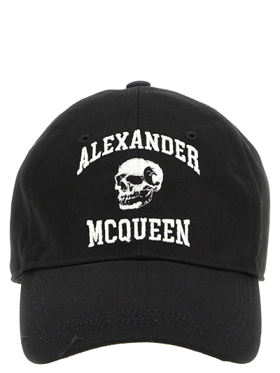 Alexander Mcqueen Logo Embroidery Cap In Black