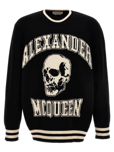 Alexander Mcqueen Logo Sweater In White/black