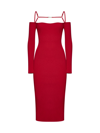 Jacquemus La Robe Sierra Cold Shoulder Long Sleeve Rib Cotton Sweater Dress In Red