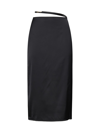 Jacquemus Logo Bucket Satin Midi Skirt In Black