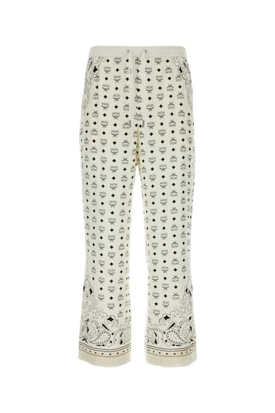 Mcm Bandana Monogram Print Pants In Ecovero In Cream