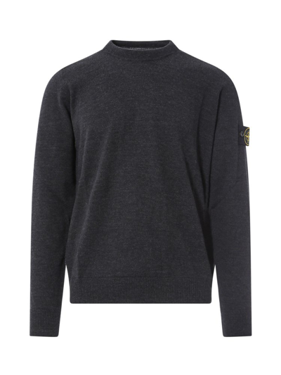 Stone Island Logo Patch Crewneck Sweater In Grey