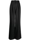 Gabriela Hearst Vargas Belted Linen Wide-leg Trousers In Black