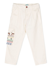 KENZO LOGO-EMBROIDERED COTTON TROUSERS