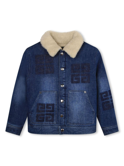Givenchy Kids' Logo-patch Denim Jacket In Blu