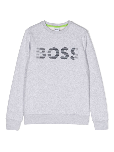 Bosswear Kids' Logo-print Cotton-blend Sweatshirt In Grey