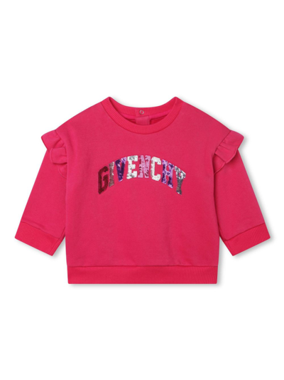 Givenchy Babies' 亮片logo抓绒卫衣 In Pink