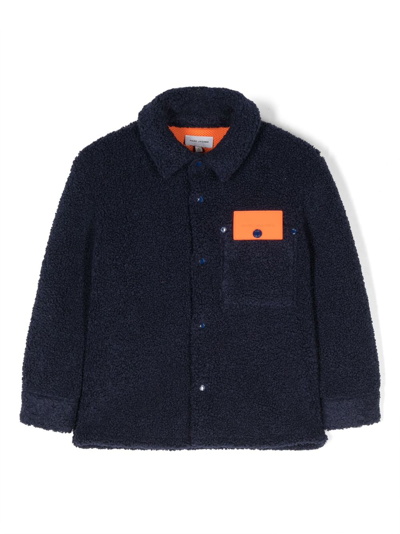 Marc Jacobs Kids' Faux-shearling Logo-applique Jacket In Blue