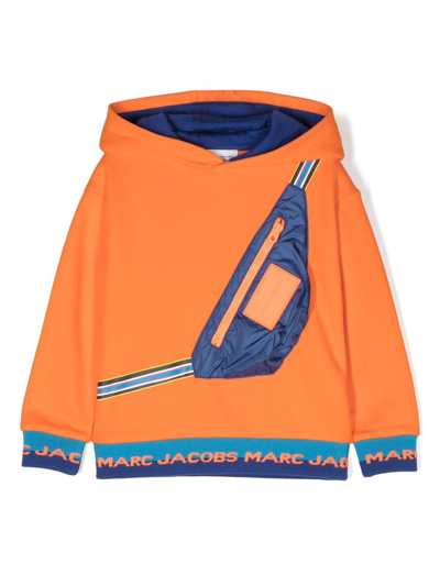 Marc Jacobs Kids' 3d Bumbag-detail Hoodie In Orange