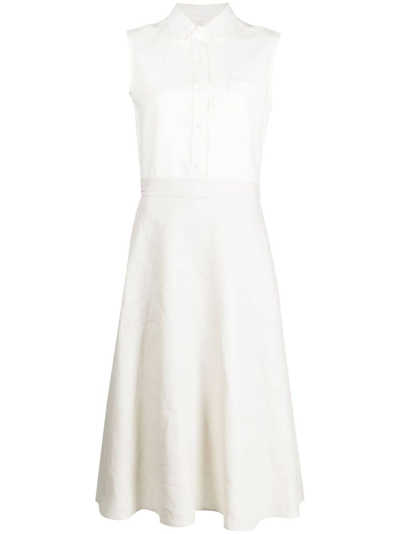 Thom Browne A-line Linen Midi Dress In White