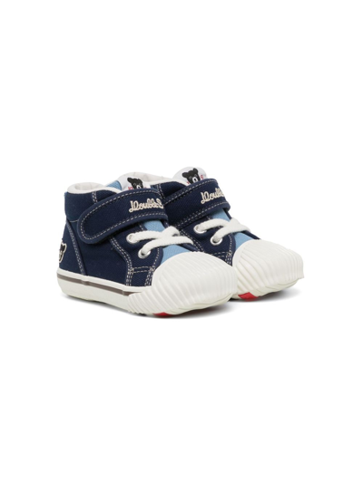 Miki House Kids' Bear Strap Sneakers In Blue