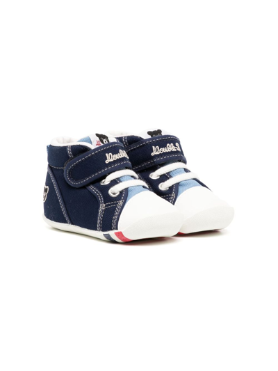 Miki House Kids' Embroidered-logo Touch-strap Sneakers In Blue