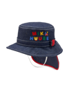 MIKI HOUSE LOGO-EMBROIDERED DENIM BUCKET HAT