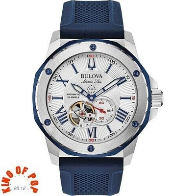 Pre-owned Bulova 98a225 Marine Star Automatic 20 Atm Free Shipping