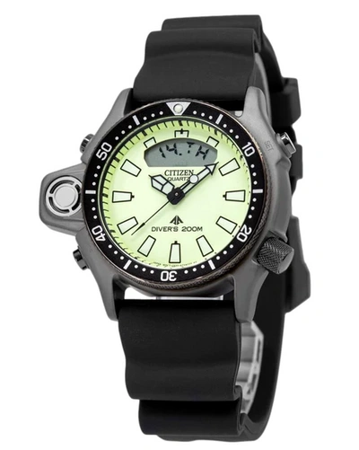 Pre-owned Citizen Promaster Aqualand Green Dial Diver Watch Jp2007-17w