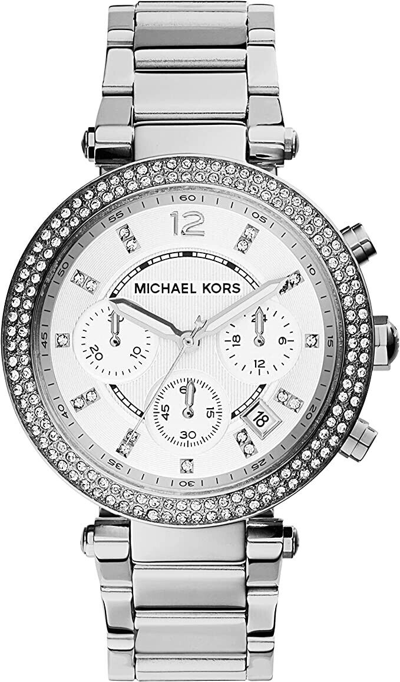 Pre-owned Michael Kors Parker Stainless Steel Watch With Glitz Accents I With Tag