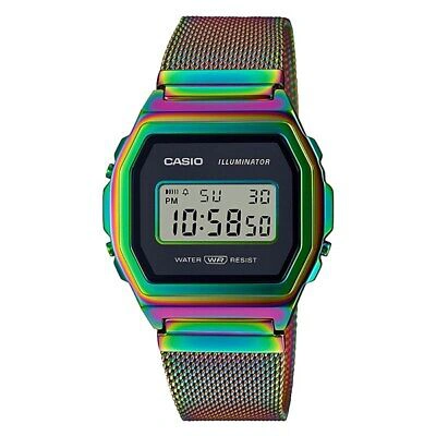 Pre-owned Casio Standard Premium A1000rbw-1jf Tictac Limited Rainbow Color Watch 38mm