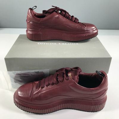 Pre-owned Officine Creative Sneakers Womens 39.5 9.5 Red Burgundy Lace Up Arran 001