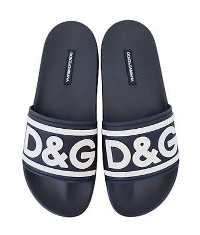 Pre-owned Dolce E Gabbana Dolce & Gabbana Band Slippers, Rubber Sandal Cs2072 Aq858 89690 Black