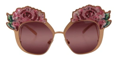 Pre-owned Dolce & Gabbana Dolce&gabbana Dg 2202 Women Pink Sunglasses Metal Rose Sequin Embroidery Eyewear