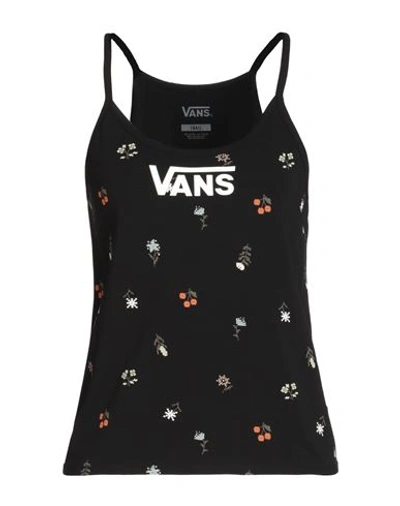 Vans Woman Tank Top Black Size S Cotton, Elastane
