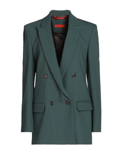 Max & Co . Woman Suit Jacket Dark Green Size 8 Polyester, Viscose, Elastane