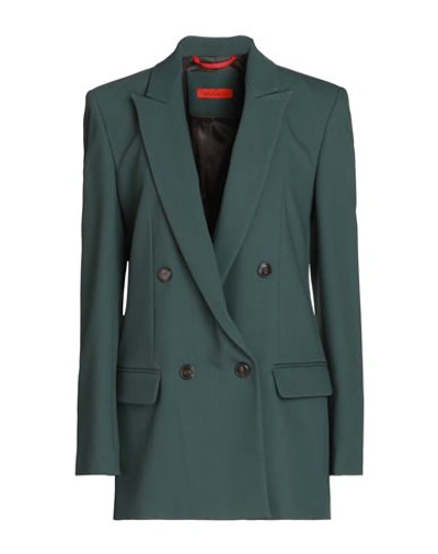 Max & Co . Woman Blazer Dark Green Size 6 Polyester, Viscose, Elastane