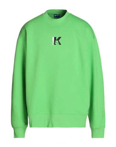 Karl Lagerfeld Jeans Klj Relaxed Seamed Sweat Man Sweatshirt Green Size Xl Organic Cotton