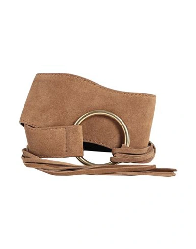 Max & Co . Woman Belt Camel Size M Bovine Leather In Beige