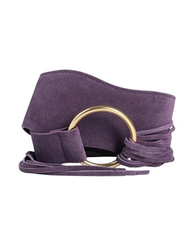 Max & Co . Woman Belt Purple Size M Bovine Leather