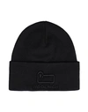 Woolrich Cotton Wool Black Beanie In Black