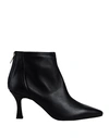 BIANCA DI BIANCA DI WOMAN ANKLE BOOTS BLACK SIZE 8 SOFT LEATHER