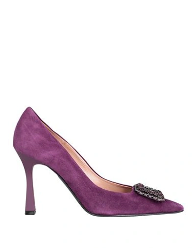 Bianca Di Woman Pumps Deep Purple Size 11 Soft Leather