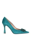 Bianca Di Woman Pumps Deep Jade Size 11 Soft Leather In Green