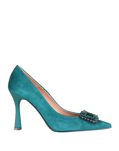 Bianca Di Woman Pumps Deep Jade Size 11 Soft Leather In Green
