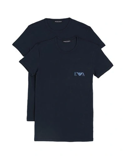 Emporio Armani Man Undershirt Navy Blue Size M Cotton, Elastane
