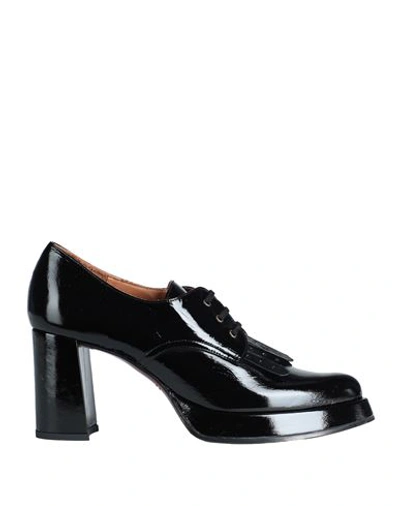 Chie Mihara Woman Lace-up Shoes Black Size 11 Soft Leather In Black
