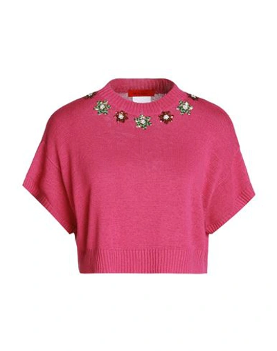 Max & Co . Woman Sweater Fuchsia Size L Cotton, Polyamide In Pink