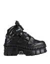 New Rock Metallic Ankle Leather Boots-wall285-s3 In Black