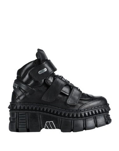 NEW ROCK NEW ROCK WOMAN ANKLE BOOTS BLACK SIZE 8 SOFT LEATHER