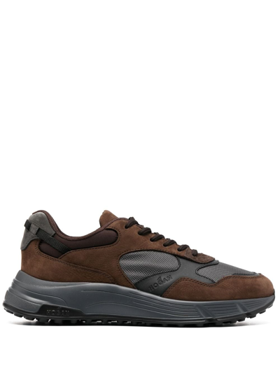 Hogan Hyperlight Panelled Low-top Sneakers In Brown