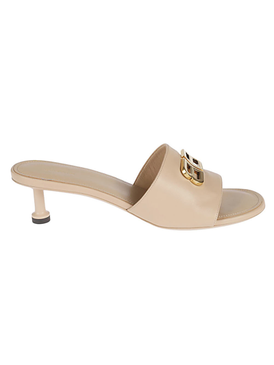 Balenciaga Groupie Leather Mules In Beige