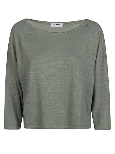 Base Linen Boat-neck Sweater In Green